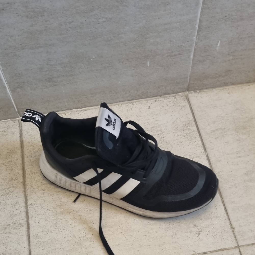Adidas Black and White Sneakers with Signature Stripes